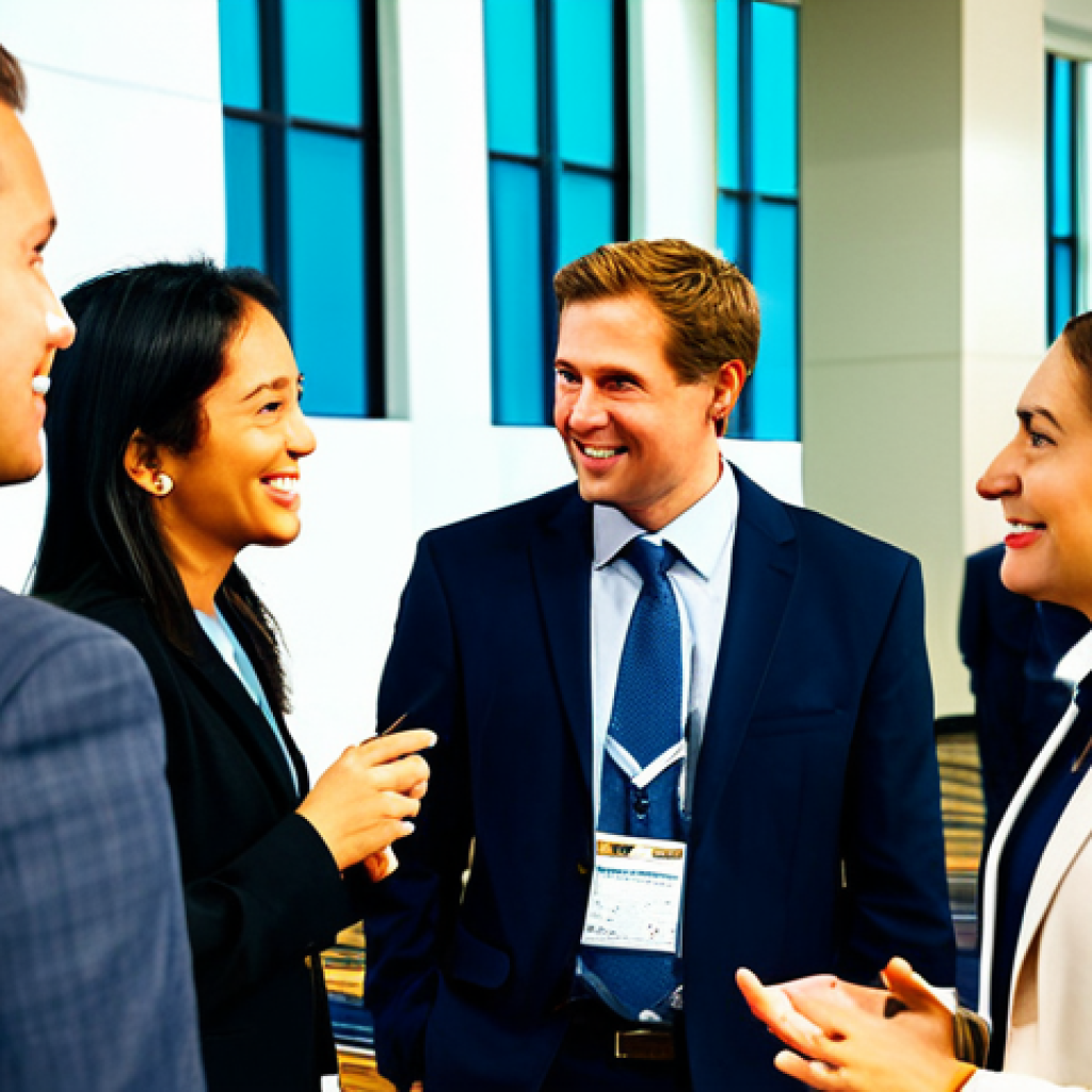 비즈니스 성공을 위한 커뮤니티 네트워킹 팁 - Professional Networking Event**
"A diverse group of professionals in modest business attire, engagi...