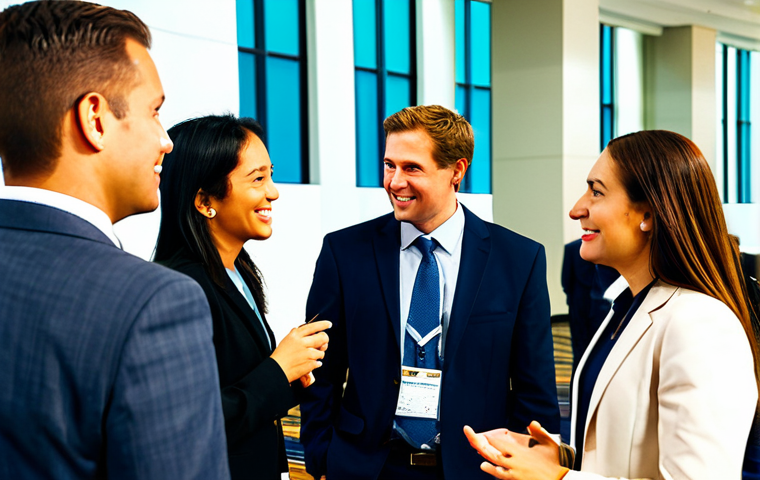 비즈니스 성공을 위한 커뮤니티 네트워킹 팁 - Professional Networking Event**
"A diverse group of professionals in modest business attire, engagi...