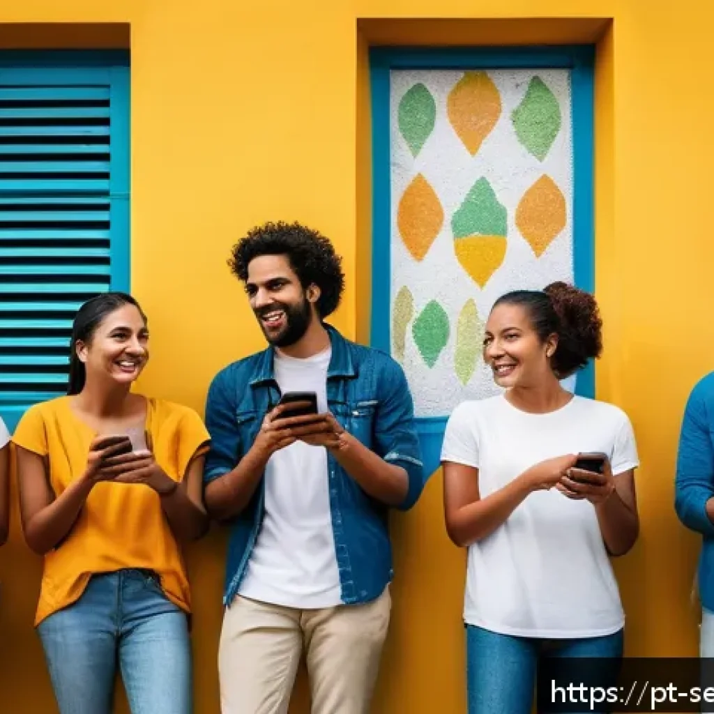 커뮤니티 참여를 유도하는 효과적인 캠페인 기획 - A vibrant and diverse group of Brazilian community members engaging in a lively online social media ...