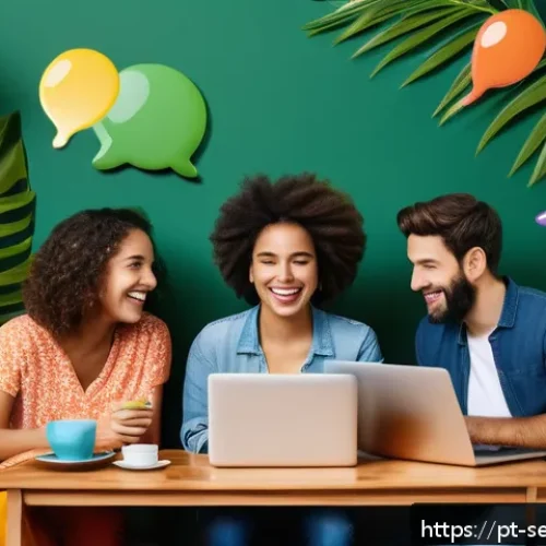 Home 30 커뮤니티 활성화를 위한 SNS 활용 전략 - A vibrant online community gathering scene showing diverse Brazilian adults engaged in a lively virt...