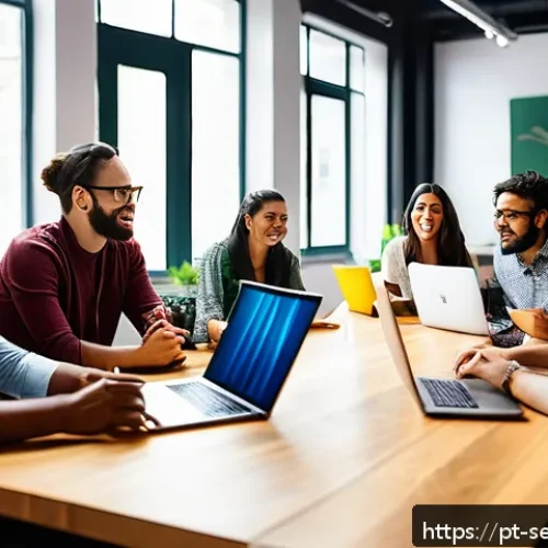 Home 17 커뮤니티 내 멘토링 및 네트워킹 제공 방법 - A diverse group of entrepreneurs gathered in a modern coworking space, engaged in a lively mentorshi...