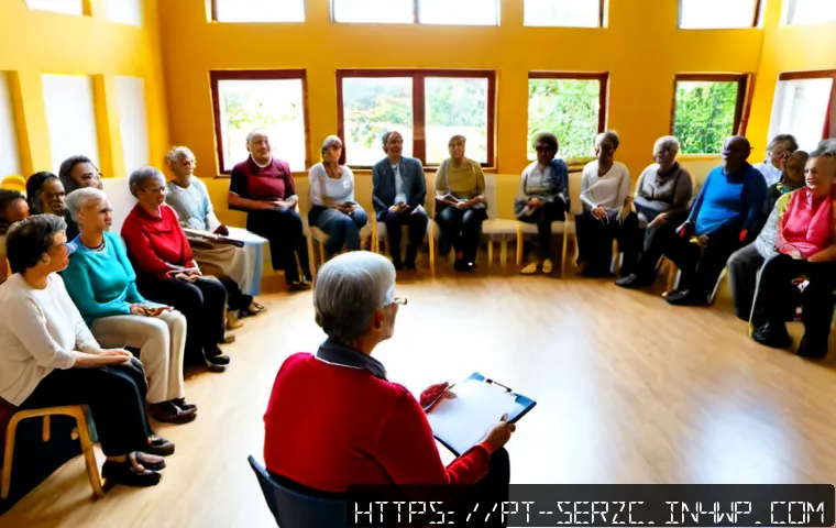 Home 30 커뮤니티 내 다양한 의견 수렴하는 방법 - Photorealistic community listening circle in a bright Portuguese neighborhood cultural center, diver...