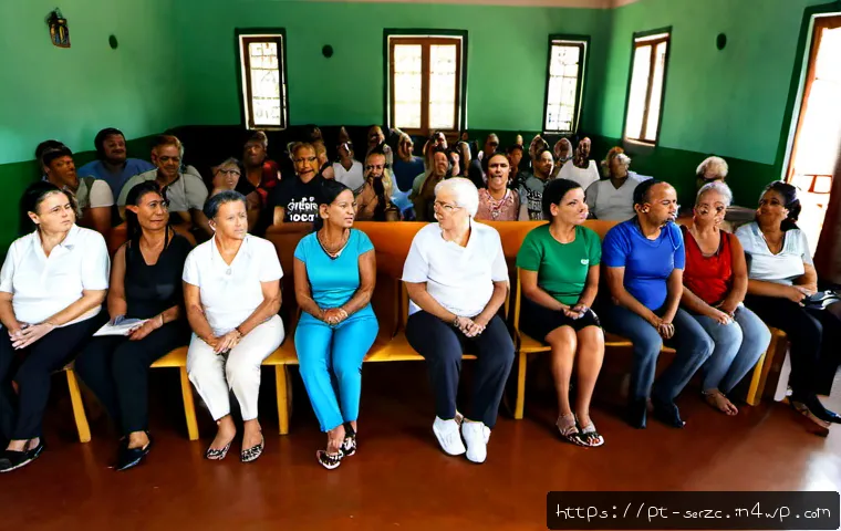 커뮤니티 내 다양한 의견 수렴의 필요성 - Photorealistic community meeting in a bright Brazilian neighborhood cultural center, diverse adult r...